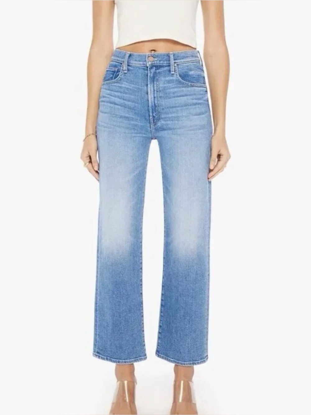 MOTHER The Rambler Zip Flood Jeans in out of the blue size 27